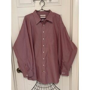 Roundtree & Yorke GoldLabel Mens 20 36/37 Tall Burgundy Pinpoint Dress Shirt EUC